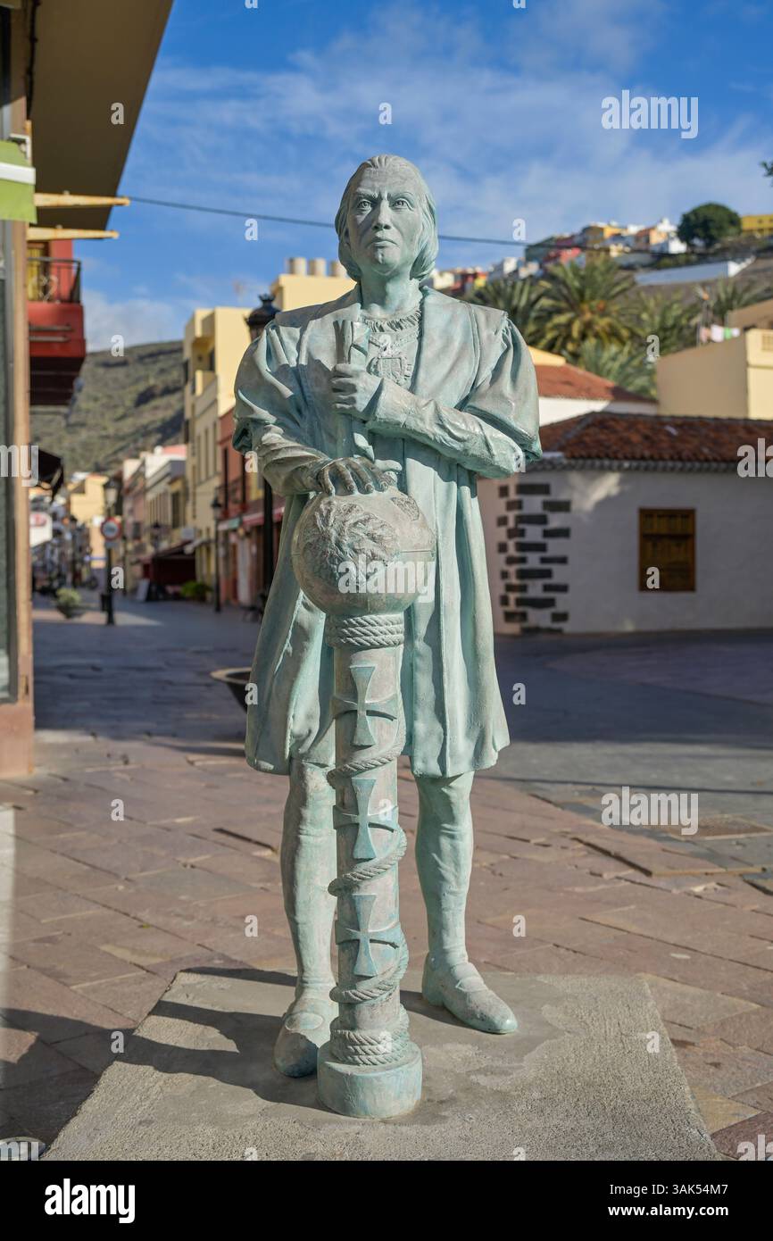 Statue von Christoph Kolumbus, San Sebastian de La Gomera, La Gomera, Spanien Stockfoto