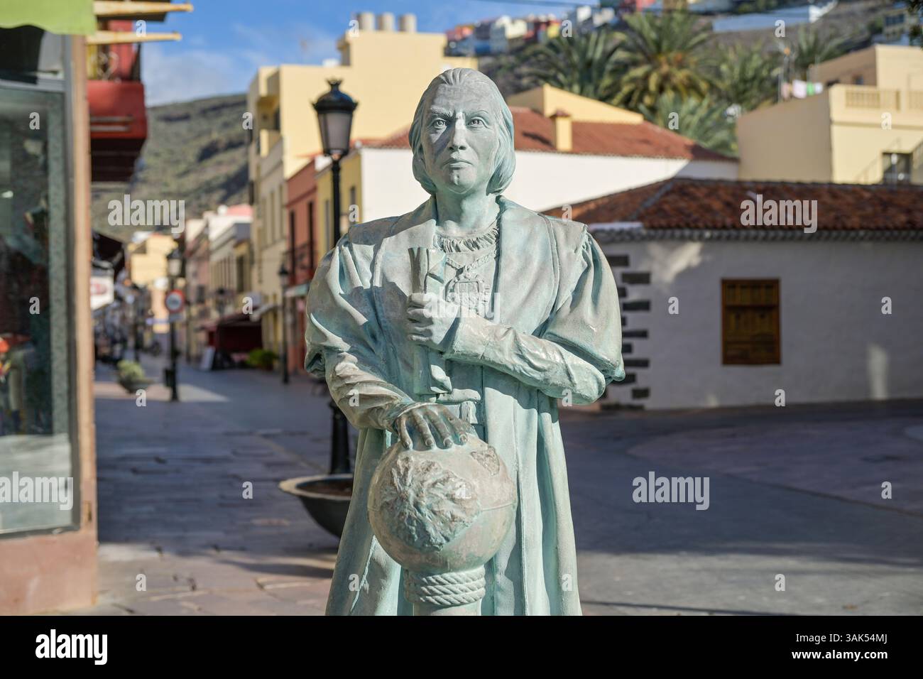 Statue von Christoph Kolumbus, San Sebastian de La Gomera, La Gomera, Spanien Stockfoto