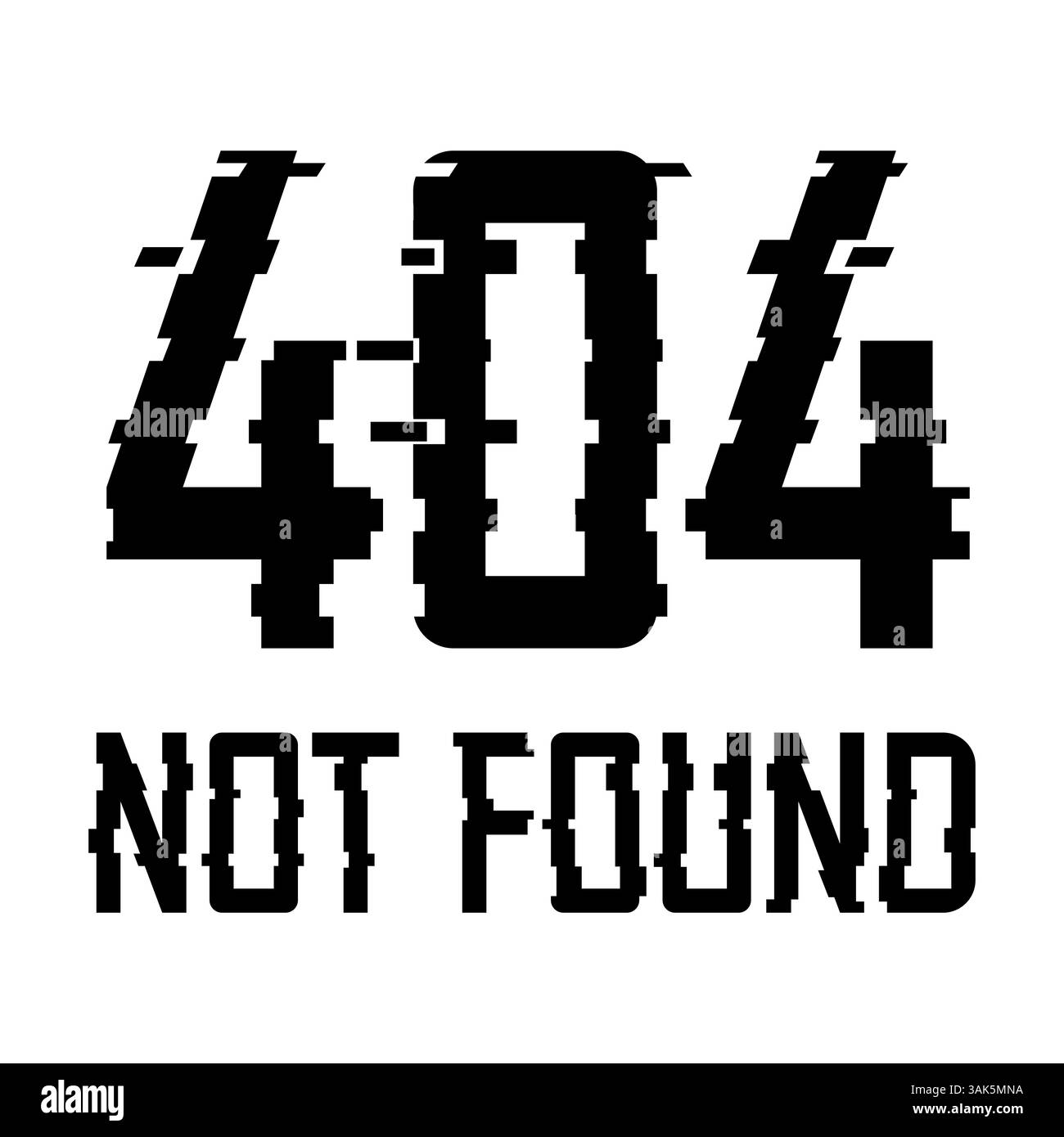 404 Problem nicht gefunden: Problem beim Trennen des Konzepts Glitch-Stil auf weißem Hintergrund Stock Vektor