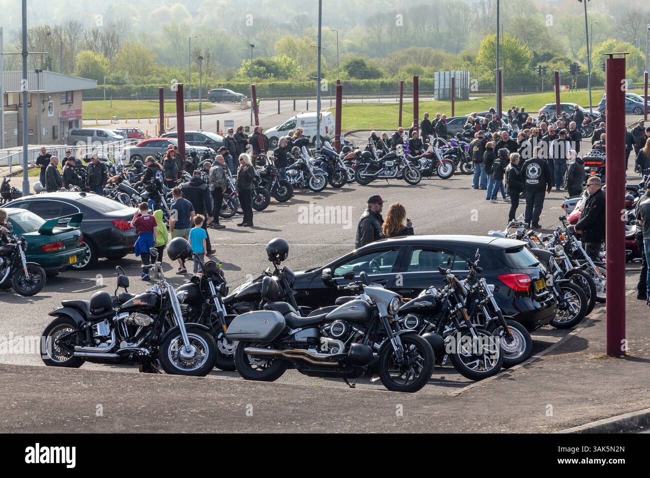 Northampton, Großbritannien. 12. April 2025. Northants V Twin Fahrradtour für wohltätige Zwecke für das Cynthia Spencer Hospiz für Harley und Buell Fahrer. Quelle: Keith J Smith./Alamy Live News. Stockfoto