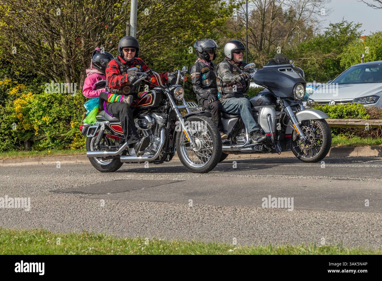 Northampton, Großbritannien. 12. April 2025. Northants V Twin Fahrradtour für wohltätige Zwecke für das Cynthia Spencer Hospiz für Harley und Buell Fahrer. Quelle: Keith J Smith./Alamy Live News. Stockfoto