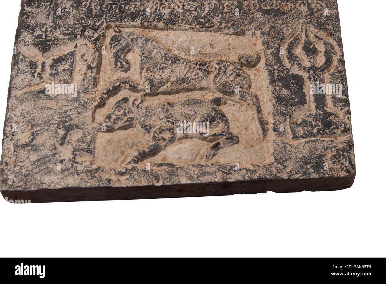 Tabletten geschrieben in Sanksrit, in Proto nagri-Schrift. Im verdammten Museum gibt es keine Übersetzung. Stockfoto