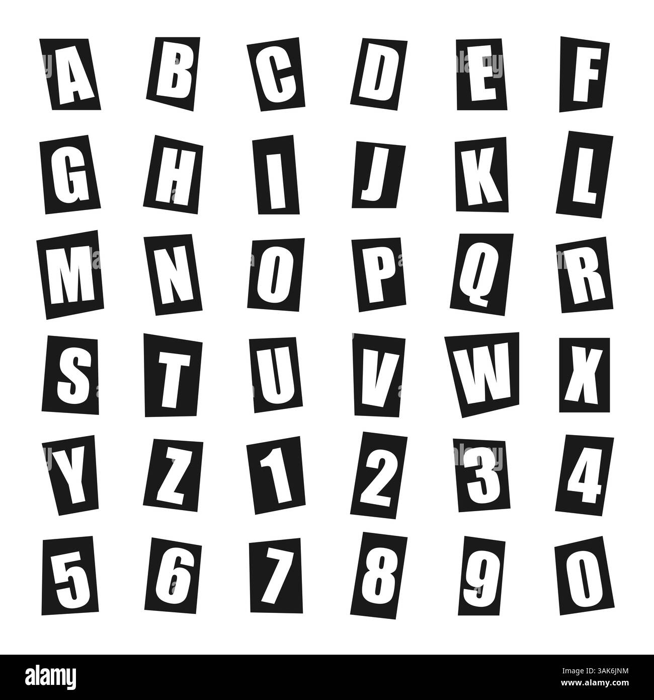 Vektorbuchstaben des Alphabets, ausgeschnitten auf einem Würfel, in Zahlen Stock Vektor