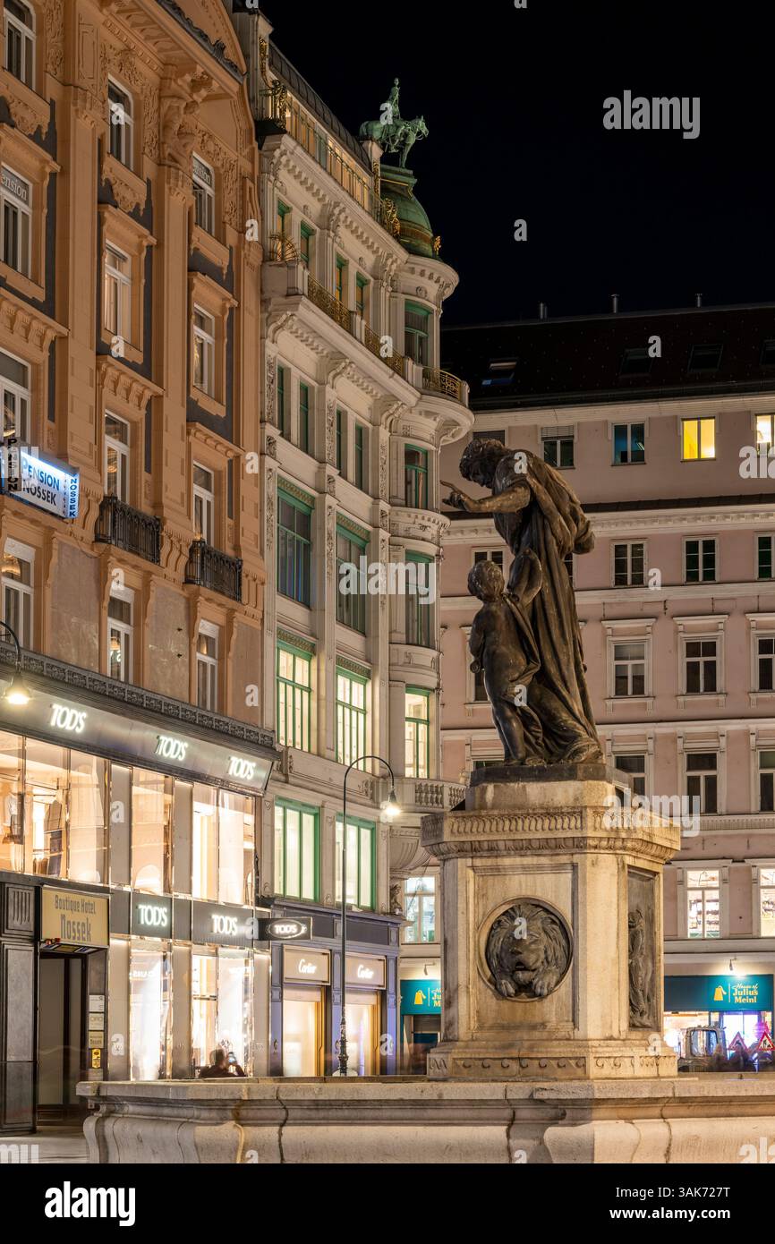 Nachtansicht der Graben Fußgängerzone, Wien, Österreich Stockfoto
