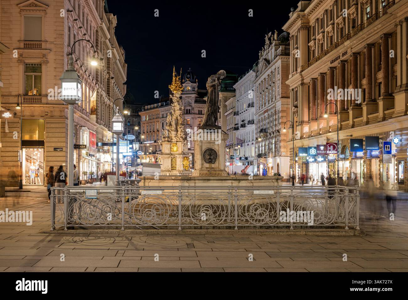 Nachtansicht der Graben Fußgängerzone, Wien, Österreich Stockfoto