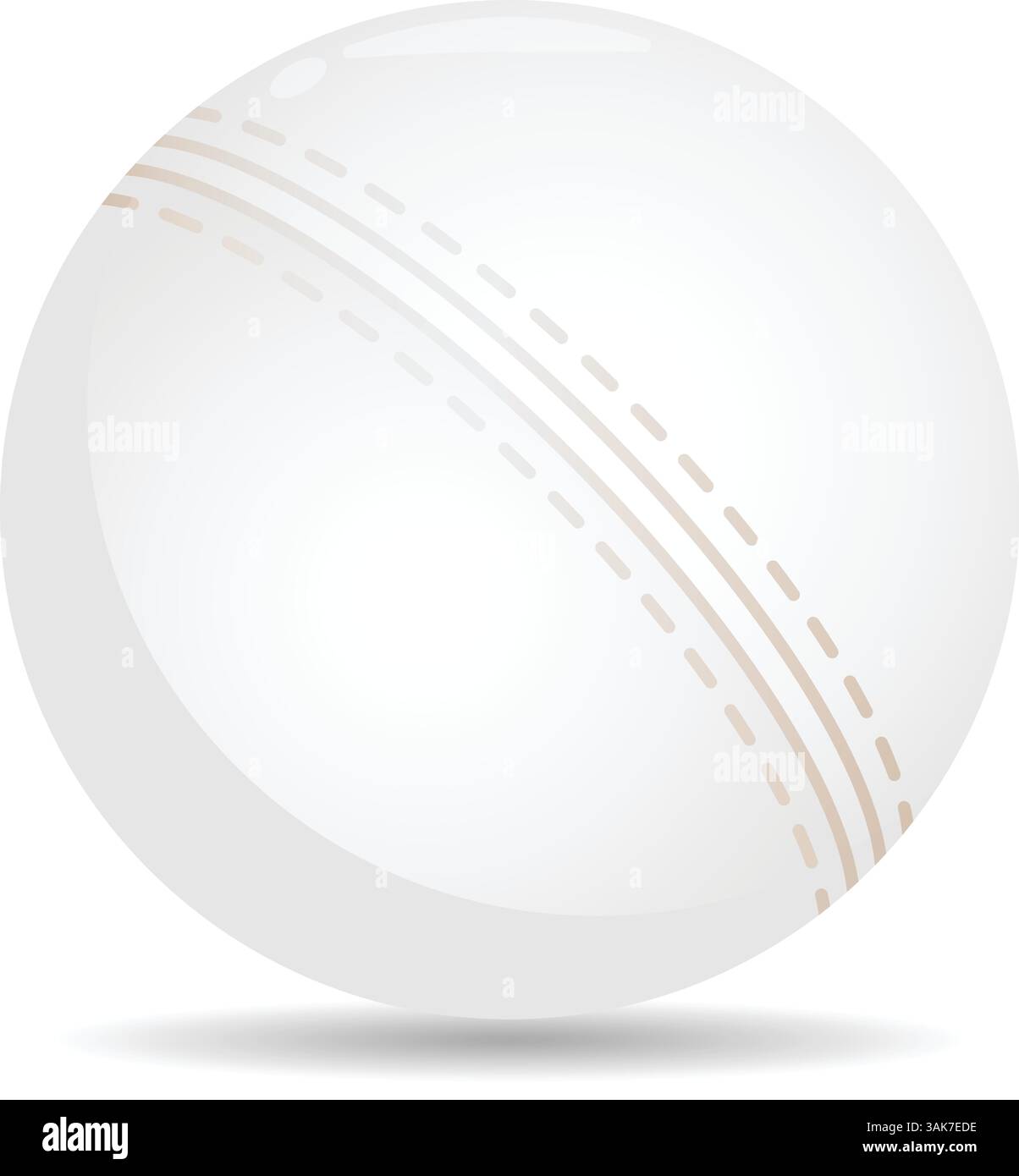 Minimalistische Vektor-Illustration eines Cricketballs auf weißem Hintergrund Stock Vektor