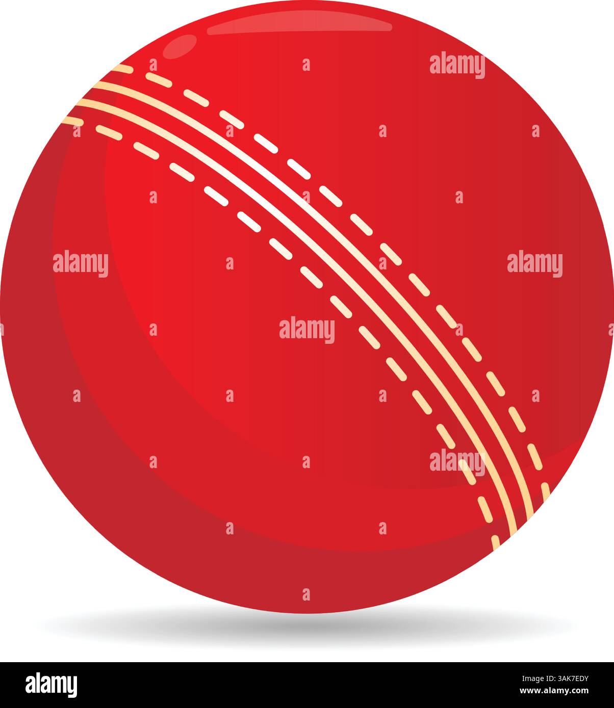 Minimalistische Vektor-Illustration eines Cricketballs auf weißem Hintergrund Stock Vektor