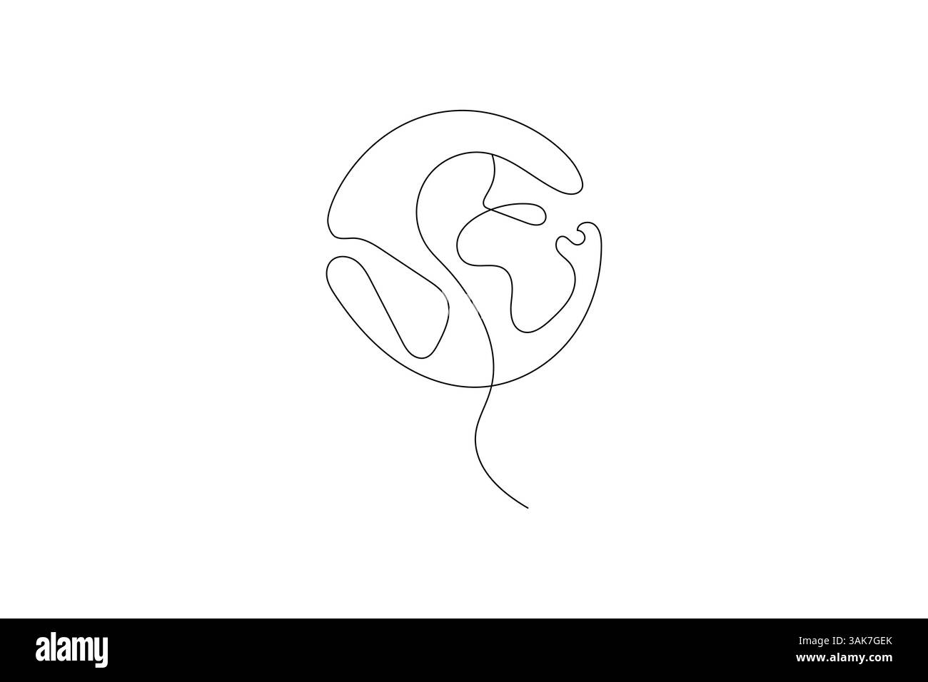 Globe of the Earth eine Linie Kunstplanet minimalistisches Design auf weißem Hintergrund Hand gezeichnete Vektorillustration Stock Vektor