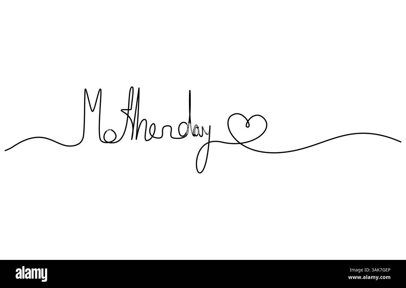 Happy Mother's Day Concept, einzeilige Zeichnung, Muttertagsmutter und Baby in einzeiliger Zeichnung Stock Vektor