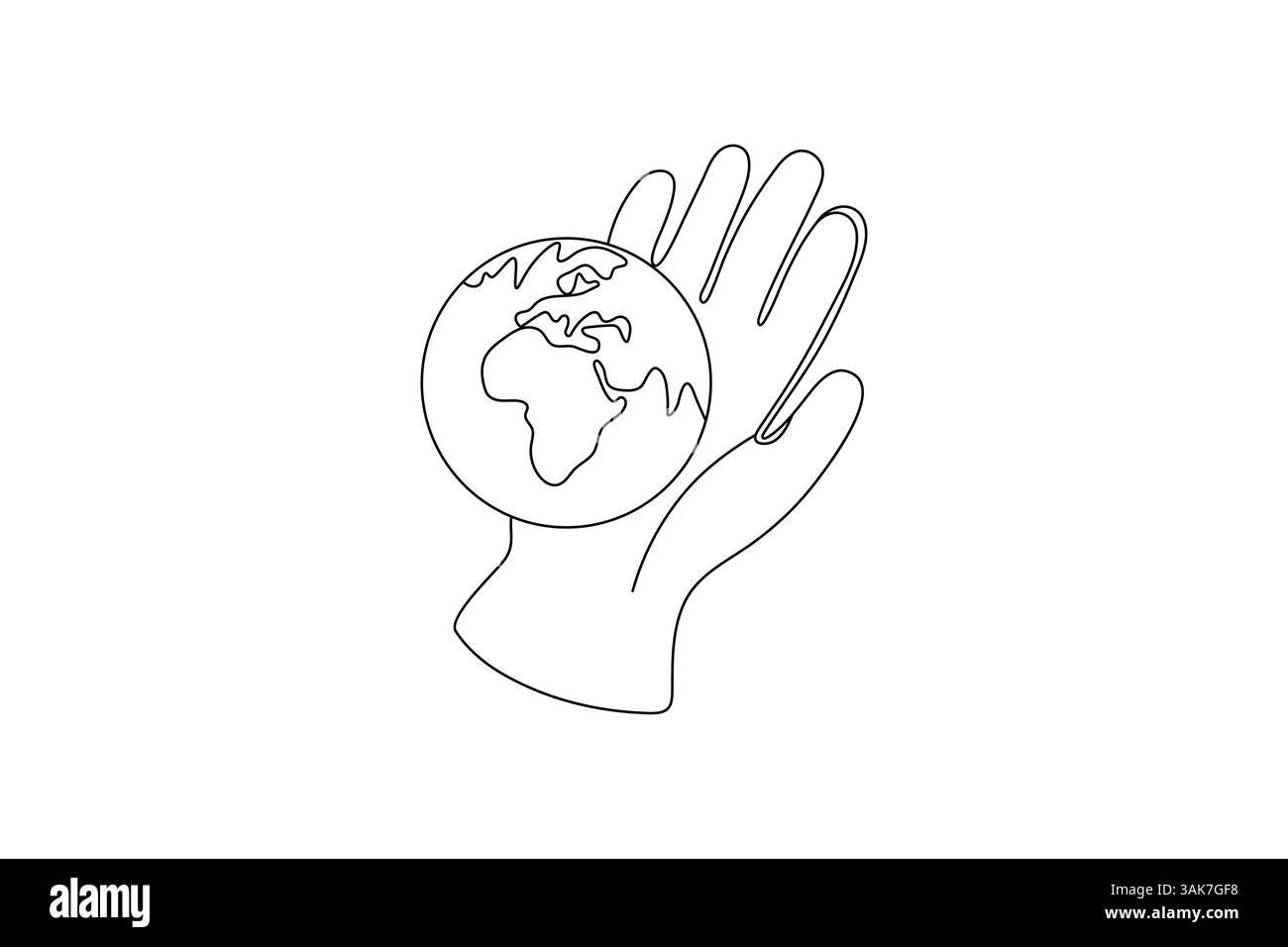 Globe of the Earth eine Linie Kunstplanet minimalistisches Design auf weißem Hintergrund Hand gezeichnete Vektorillustration Stock Vektor