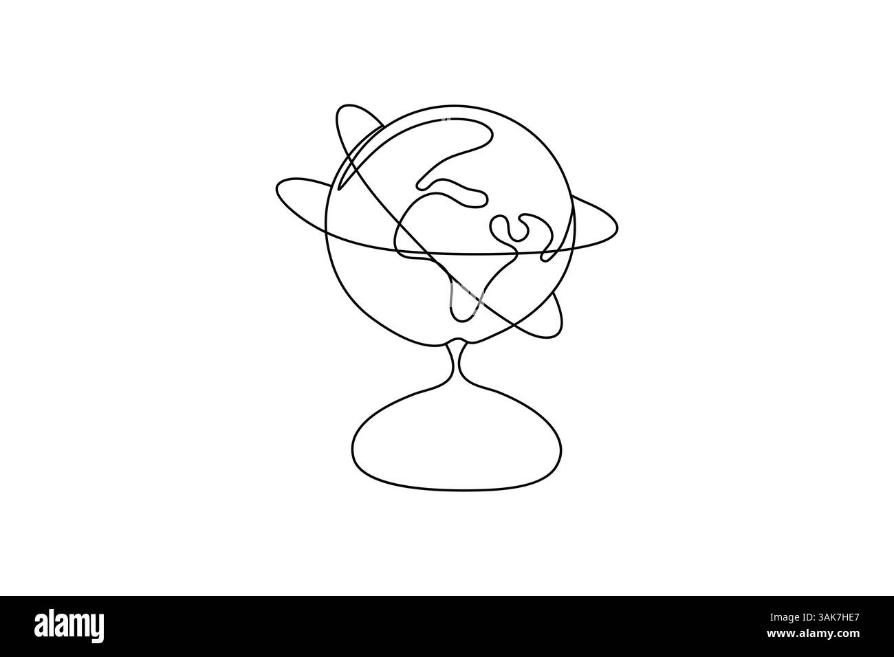 Globe of the Earth eine Linie Kunstplanet minimalistisches Design auf weißem Hintergrund Hand gezeichnete Vektorillustration Stock Vektor