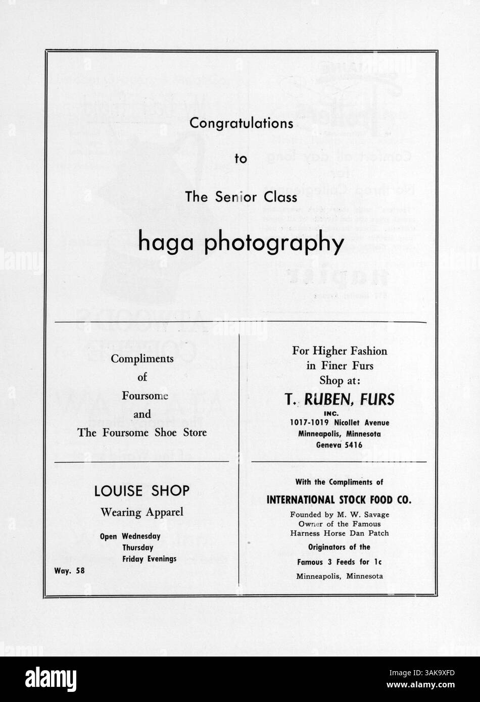 Das Northrop Collegiate Yearbook 1951 beleuchtet das Leben der Schüler, darunter Leichtathletik, Akademiker und außerschulische Aktivitäten während des gesamten Schuljahres. Stockfoto