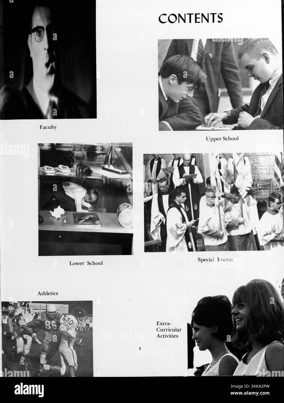 Die Ausgabe 1966 des Breck Jahrbuchs, Mustang, zeigt das Leben von Studenten, Lehrkräfte, Leichtathletik, und Veranstaltungen aus dem Schuljahr 1965-1966. Stockfoto