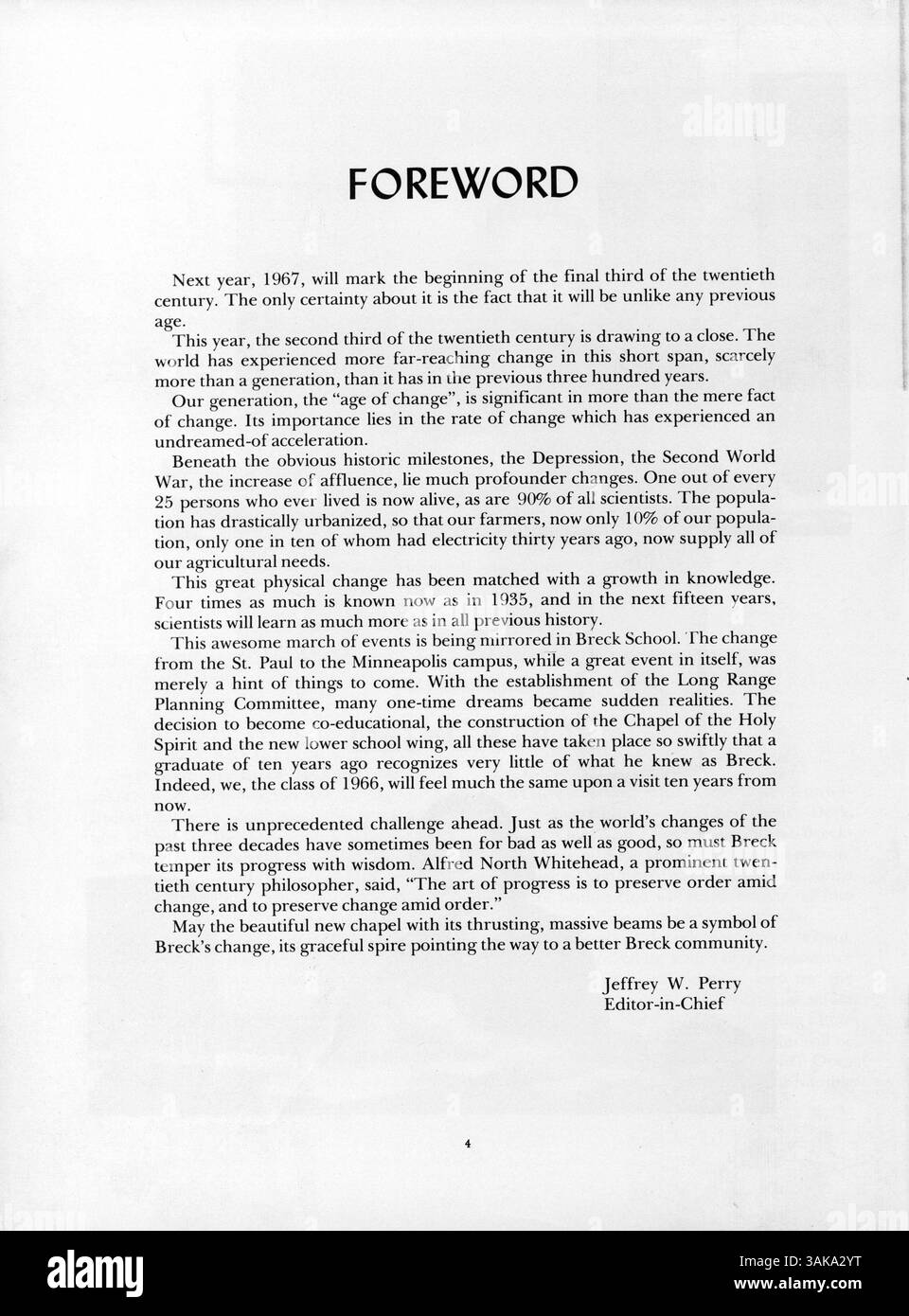 Dieses Breck Jahrbuch 1966, Mustang 1966, dokumentiert die Studenten, Lehrkräfte, Leichtathletik, Clubs und Veranstaltungen des Schuljahres 1965-1966. Stockfoto