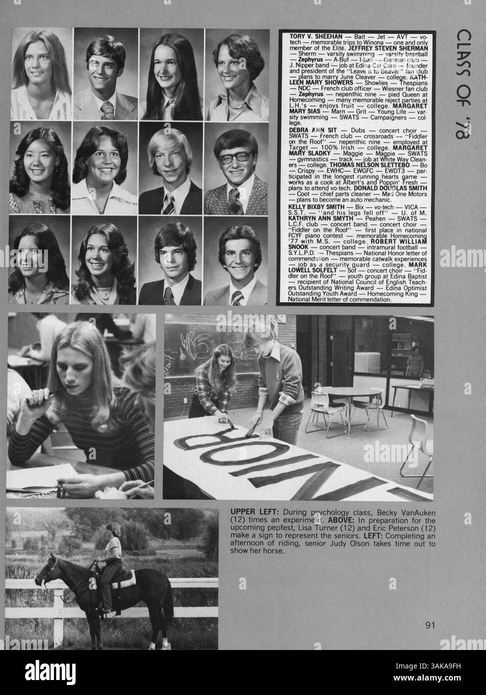 Windigo '78 ist das Jahrbuch der Edina West High, in dem Studenten, Dozenten, Sportmannschaften, Clubs, und wichtige Ereignisse aus dem Schuljahr 1977-1978. Stockfoto