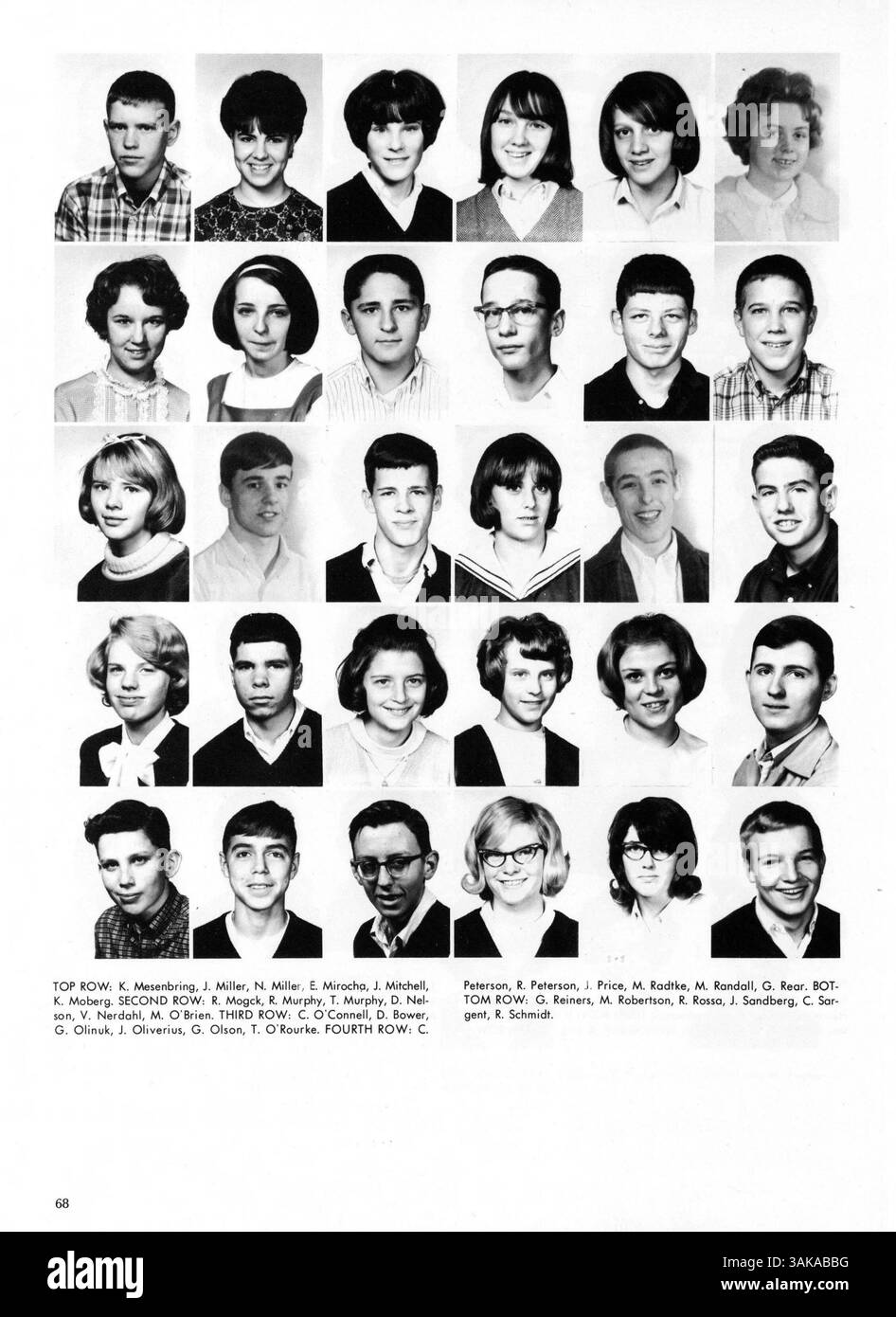 Das „65 Villager“ Jahrbuch der St. Anthony Village High School reflektiert das akademische Jahr 1964-1965, mit Abschnitten, die sich mit Schüleraktivitäten, Sport, Dozenten und schulweiten Veranstaltungen befassen. Stockfoto