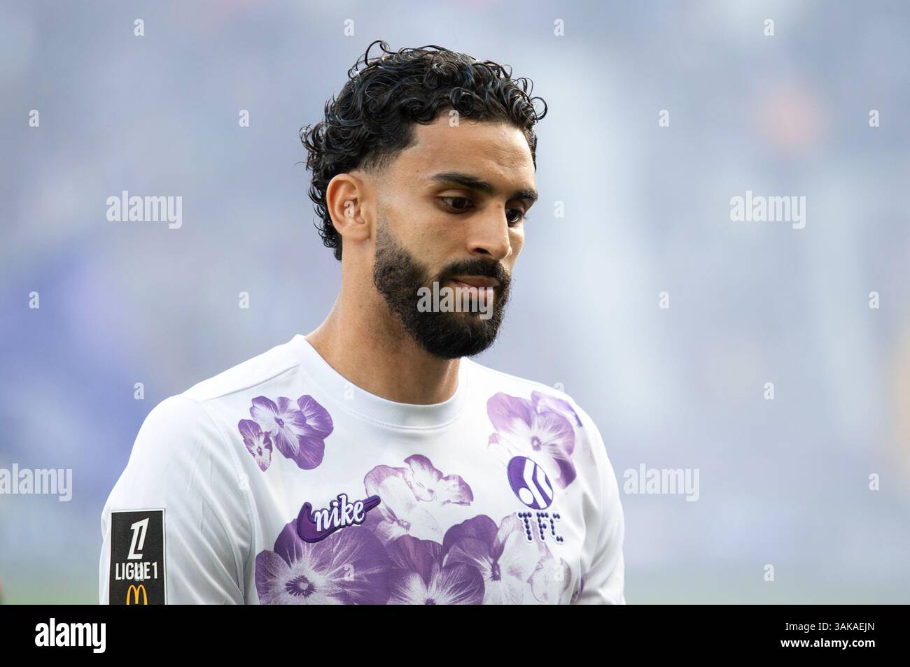 Toulouse, Frankreich. April 2025. Rafik Messali aus Toulouse während des französischen Meisterschaftsspiels Ligue 1 zwischen Toulouse FC und LOSC Lille am 12. April 2025 im Stadion in Toulouse, Frankreich - Foto Nathan Barange/DPPI Credit: DPPI Media/Alamy Live News Stockfoto