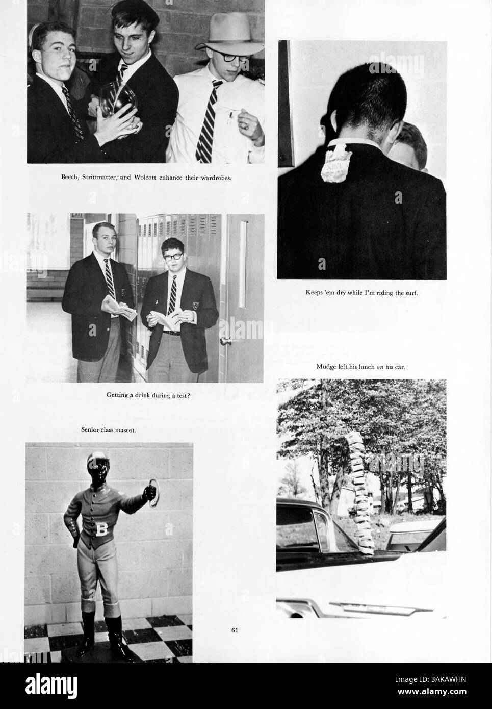 Diese Ausgabe 1964 des Breck Mustang Jahrbuchs beleuchtet die Leistungen der Schüler, Lehrermerkmale und dokumentiert das Schulleben während des akademischen Jahres 1963-1964. Stockfoto