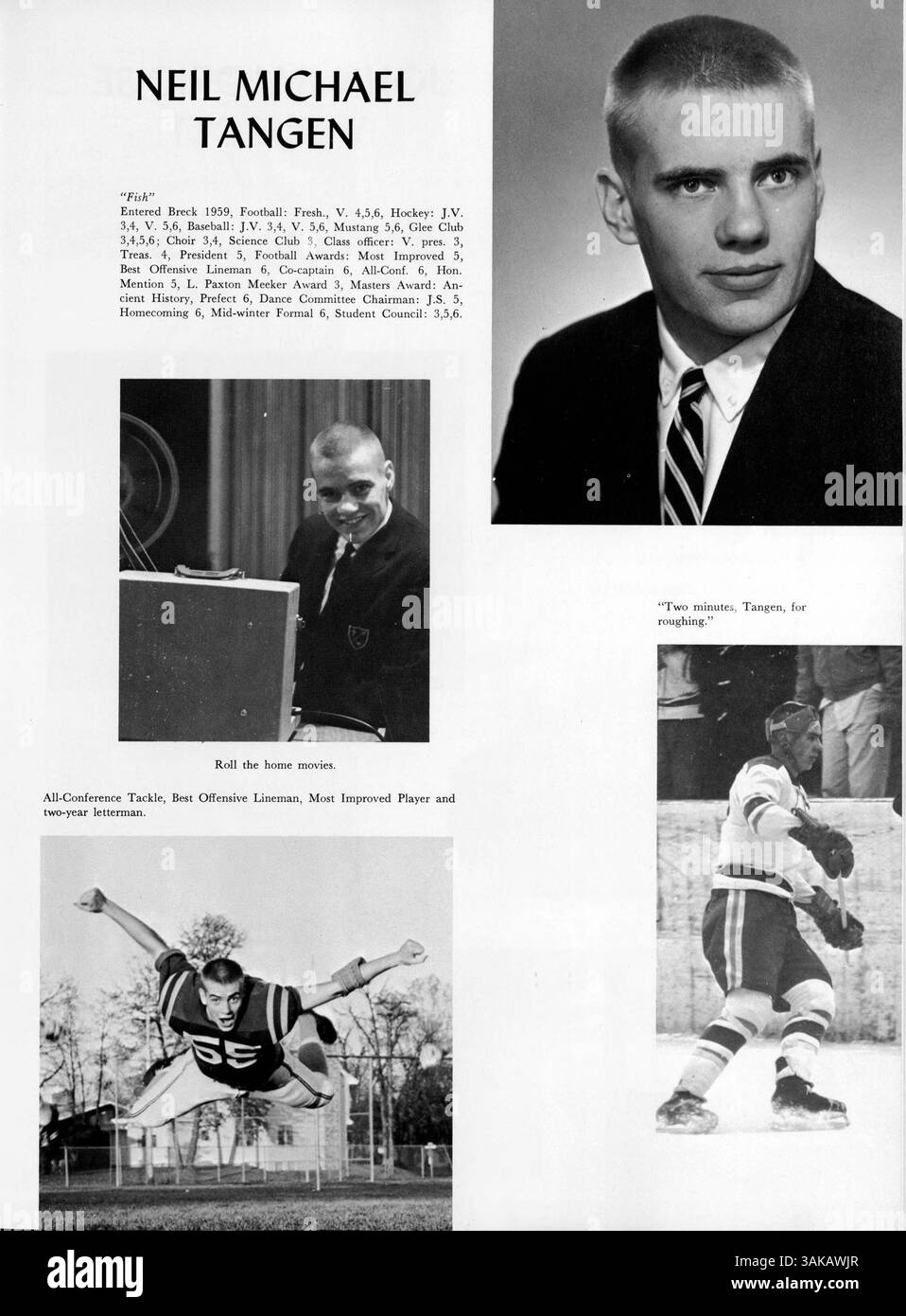 Das Mustang Jahrbuch von 1964 dokumentiert das akademische Jahr 1963-1964 in Breck, einschließlich bemerkenswerter Schülerleistungen, Lehrerhighlights und Schulveranstaltungen. Stockfoto