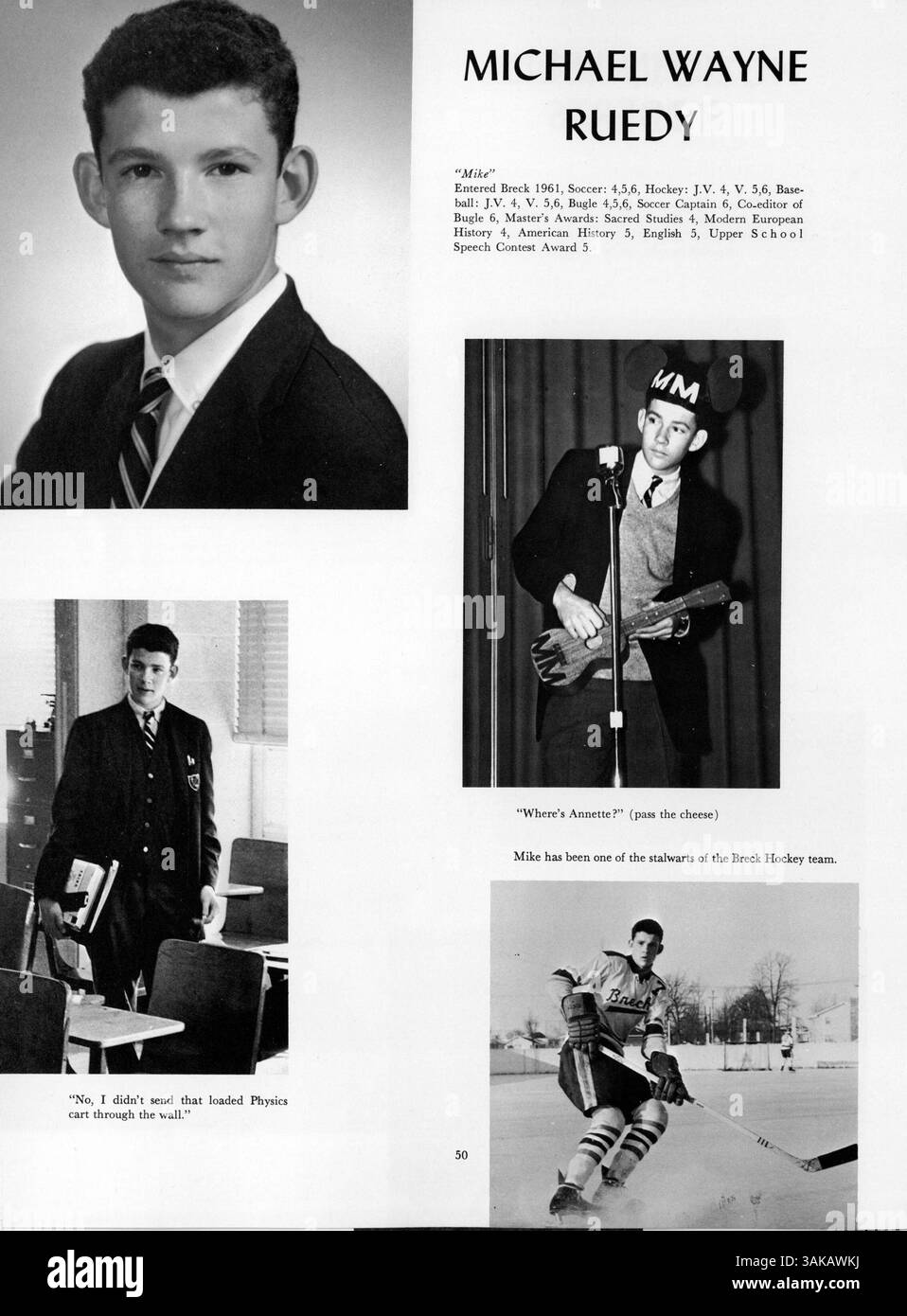 Das Mustang Jahrbuch für 1964 dokumentiert die Leistungen der Schüler, Schulveranstaltungen und sportliche Highlights aus dem akademischen Jahr 1963-1964 der Breck School. Stockfoto