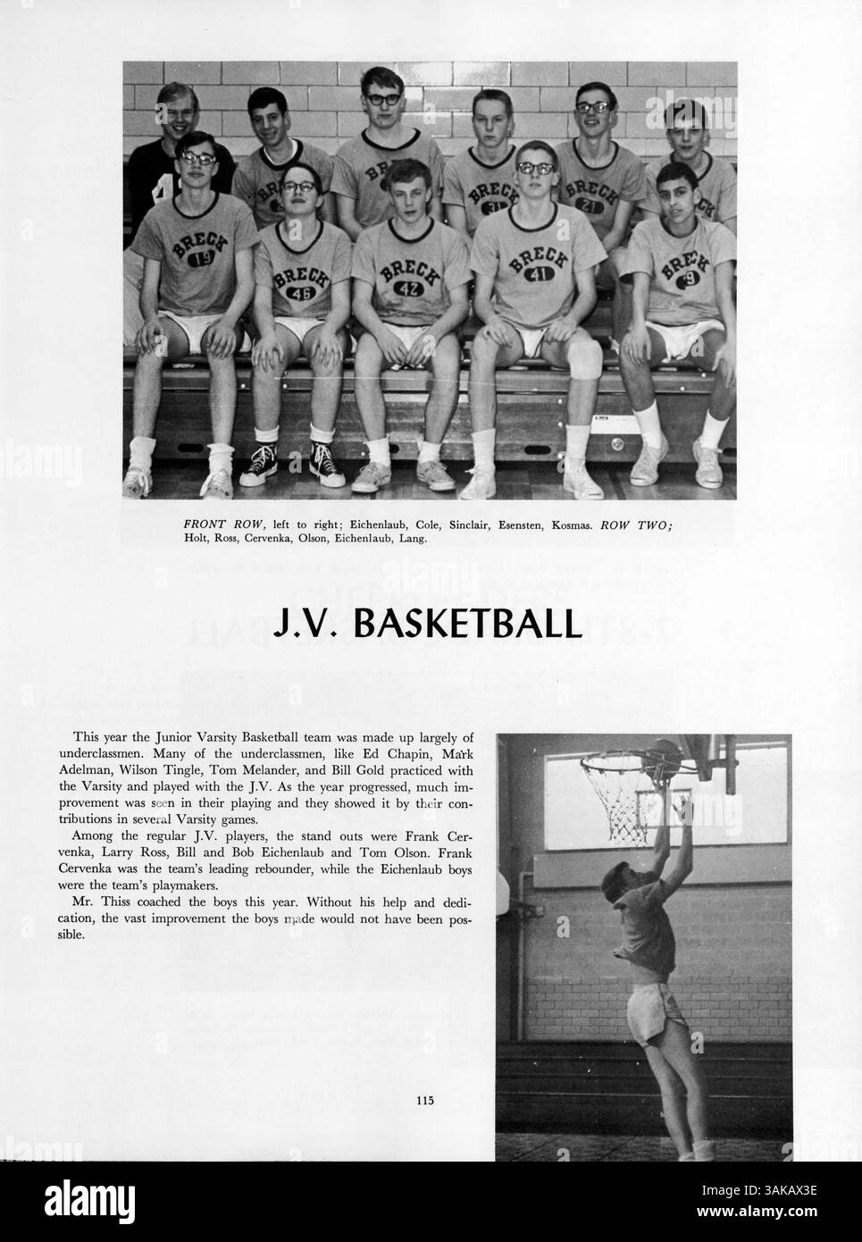 Dieses Jahrbuch der High School aus dem Schuljahr 1963-1964 dokumentiert Schüler, Lehrer, Vereine, Leichtathletik und wichtige Veranstaltungen an der Breck School in Minnesota. Es beleuchtet die Leistungen der Studierenden, die Beteiligung der Fakultäten und hält unvergessliche Momente des Studienjahres fest. Stockfoto