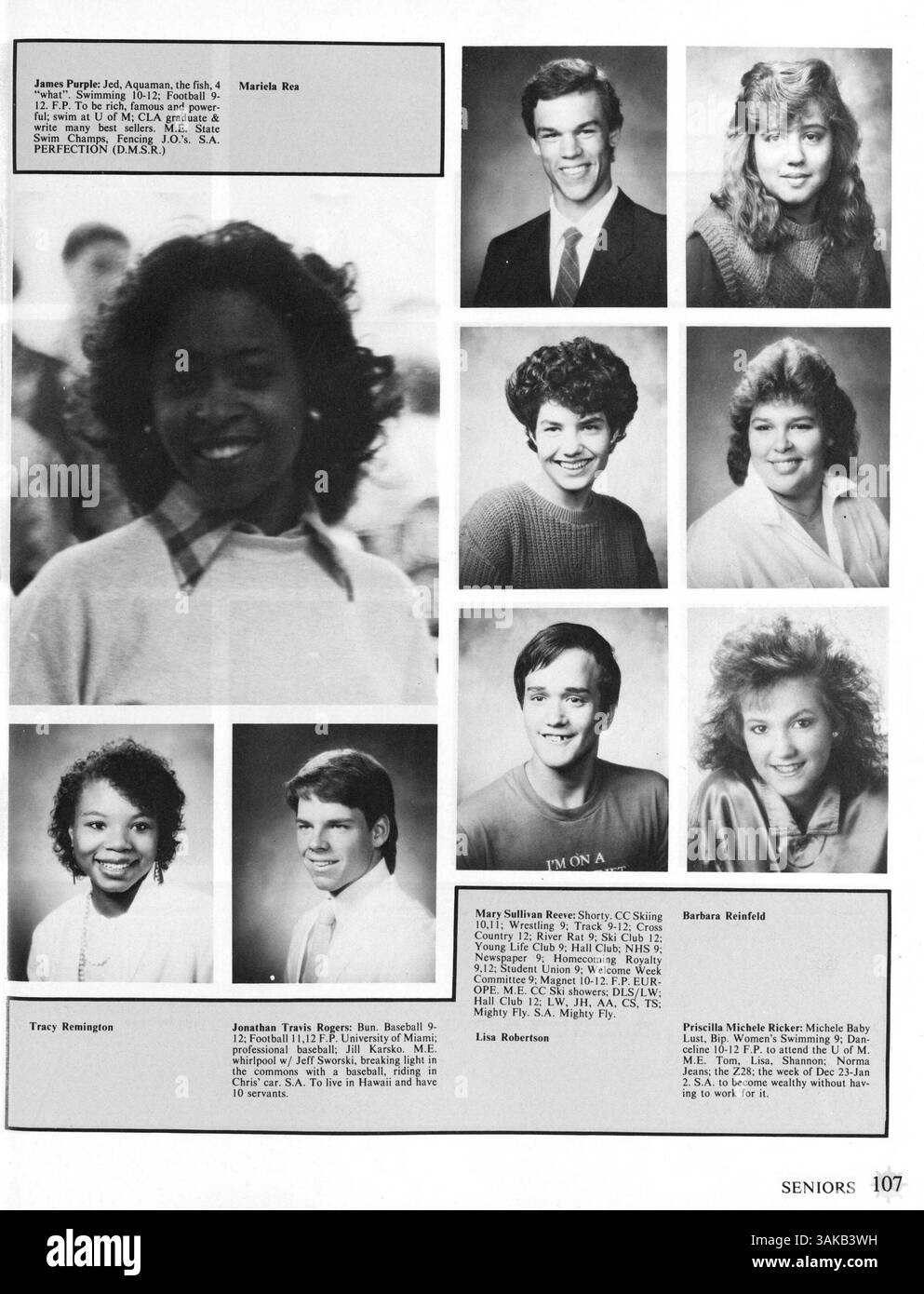 Dieses Jahrbuch der South High School zeigt das Schuljahr 1985-1986, einschließlich wichtiger Veranstaltungen wie Schüler- und Lehrtätigkeiten, sportliche Leistungen und bedeutende Schulveranstaltungen. Stockfoto