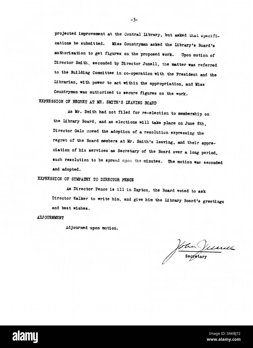 Das Sitzungsprotokoll des Verwaltungsrats der Minneapolis Public Library 1931 dokumentiert die administrativen und politischen Entscheidungen des Verwaltungsrats, die zur Gestaltung der Dienste, Richtlinien und des gesellschaftlichen Einsatzes der Bibliothek während dieser Zeit beigetragen haben. Stockfoto