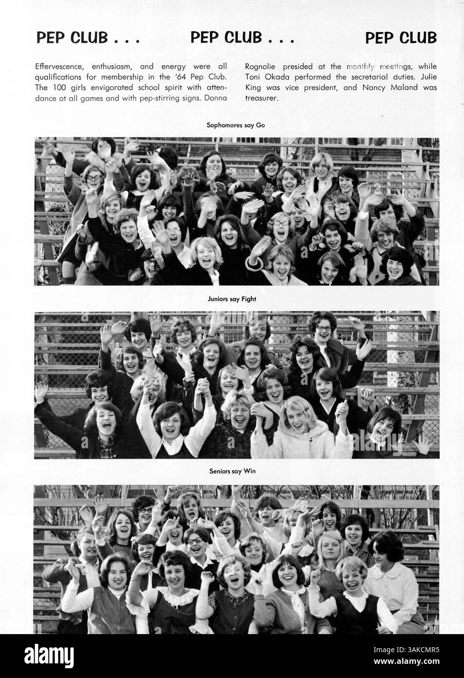 Das Washburn High Yearbook 1964, „Wahian“, dokumentiert die Aktivitäten, Schüler, Lehrer, Sportveranstaltungen und Clubs aus dem akademischen Jahr 1963-1964. Sie hebt die Beiträge afroamerikanischer Schüler und ihre Rolle in der Schulgemeinschaft während dieser Zeit hervor. Stockfoto