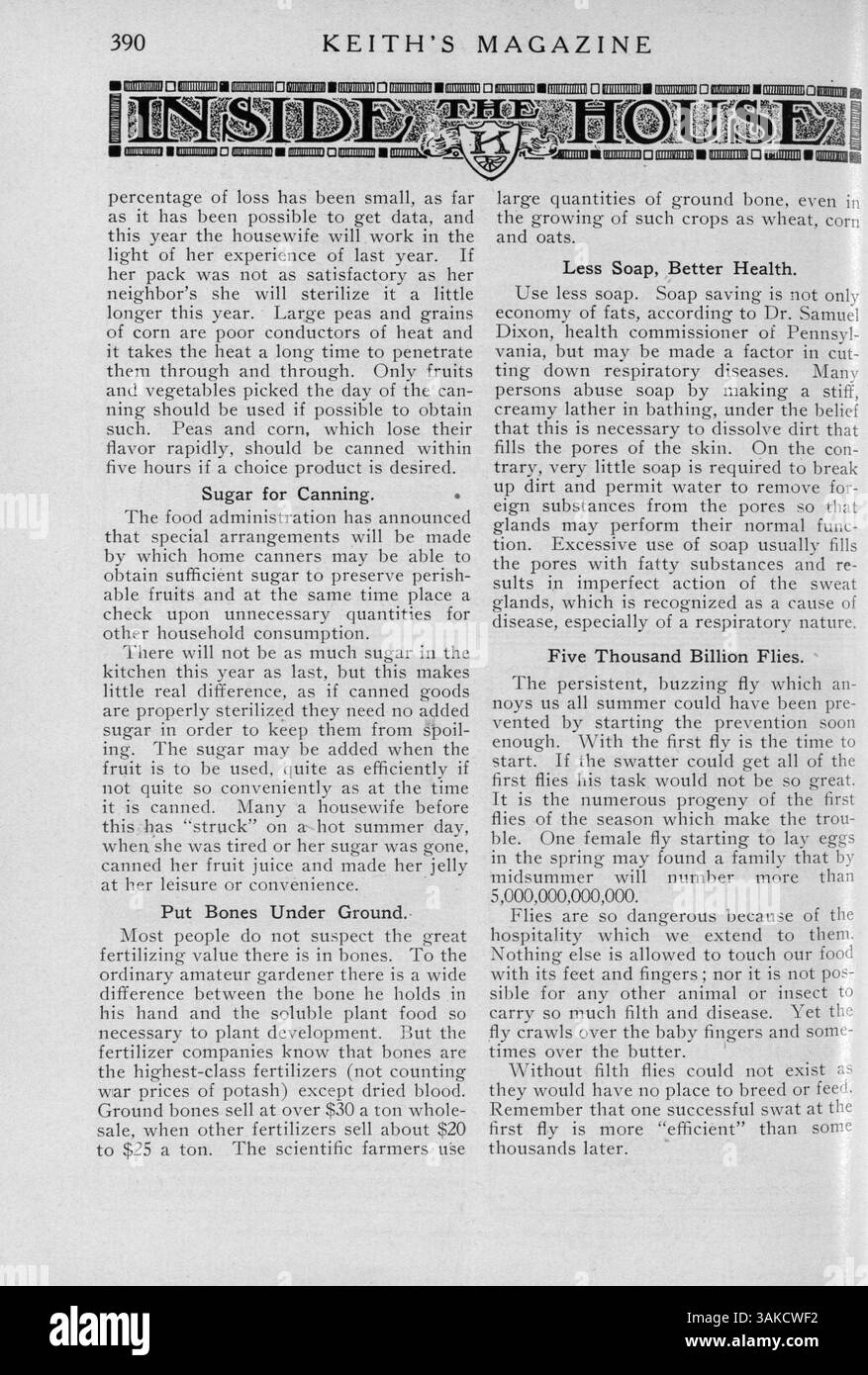 Eine Serie von zwölf Ausgaben des Magazins „Keith's Magazine on Home Building“, die monatlich vom Minneapolis-Architekten Max L. Keith veröffentlicht wurde. Das Magazin enthält Illustrationen zur Hausgestaltung, Fotografien, Grundrisse und detaillierte Gebäudebeschreibungen, einschließlich Kosten. Es umfasst auch Innenarchitektur, Landschaftsarchitektur und Wohnmöbel. Zu den Themen gehören Pläne für Kirchen und Schulen. Stockfoto
