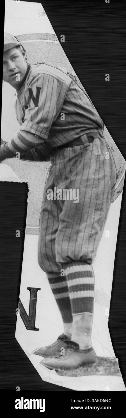 Tubby Welton war Mitglied des Baseballteams der North High School und vertrat seine Schule bei Sportveranstaltungen. Stockfoto