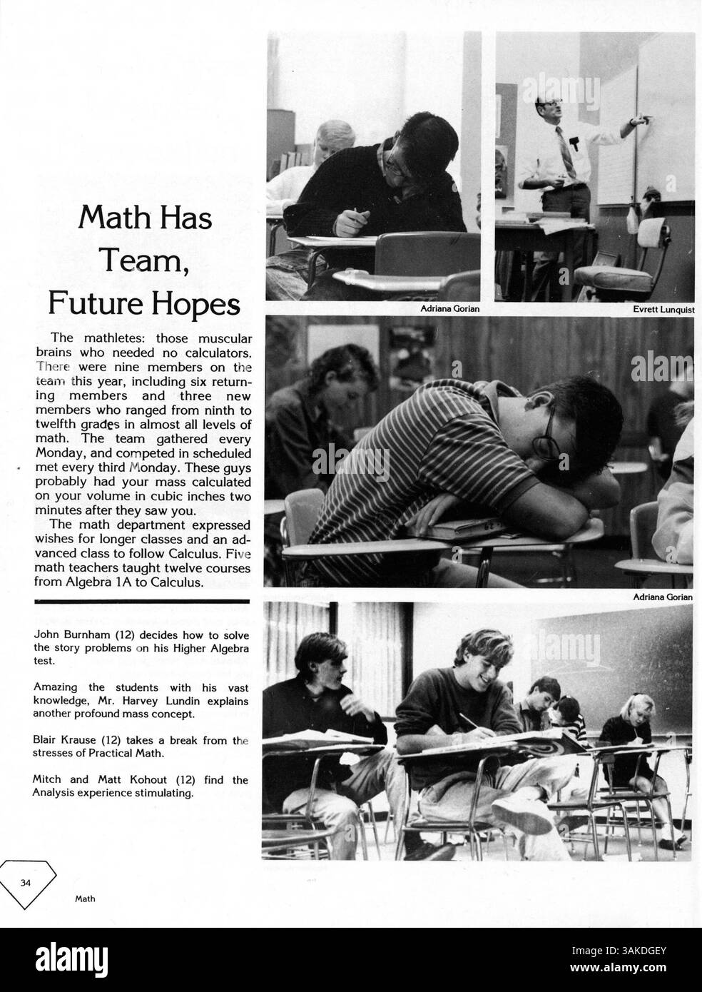Die Ausgabe 1988 des Jahrbuchs „Antler: In the Rough“ der Minnehaha Academy dokumentiert die Höhepunkte des Schuljahres 1987-1988 mit Schülern, Lehrkräften, Schulvereinen und sportlichen Veranstaltungen. Stockfoto