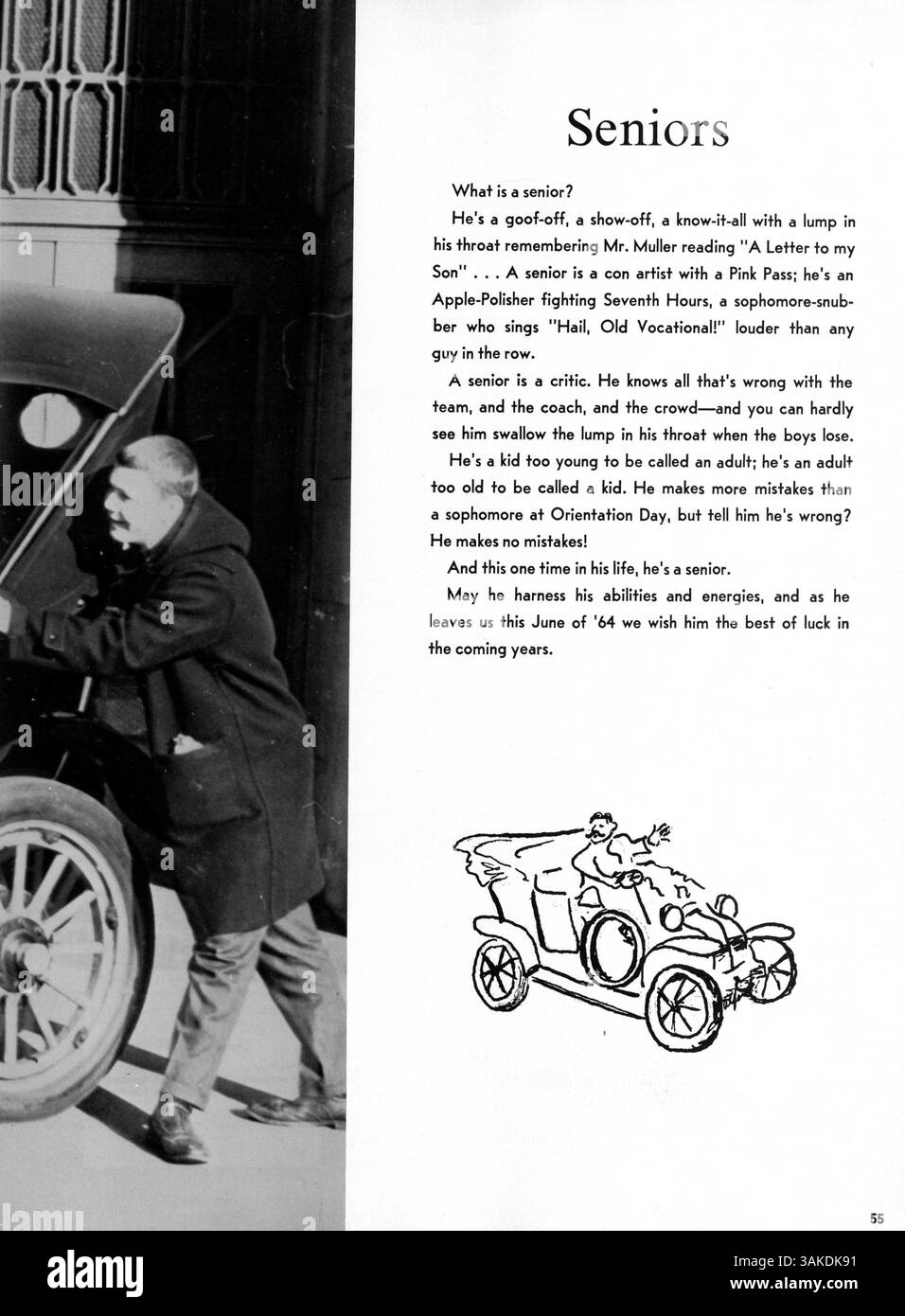 Dieses Jahrbuch dokumentiert das akademische Jahr 1963-1964 mit Schülern, Lehrern, außerschulischen Vereinen, Leichtathletik, und wichtige Ereignisse. Es beleuchtet die Geschichte und Beiträge der afroamerikanischen Zeit und bietet einen umfassenden Einblick in das Leben und die Leistungen der Studenten. Stockfoto