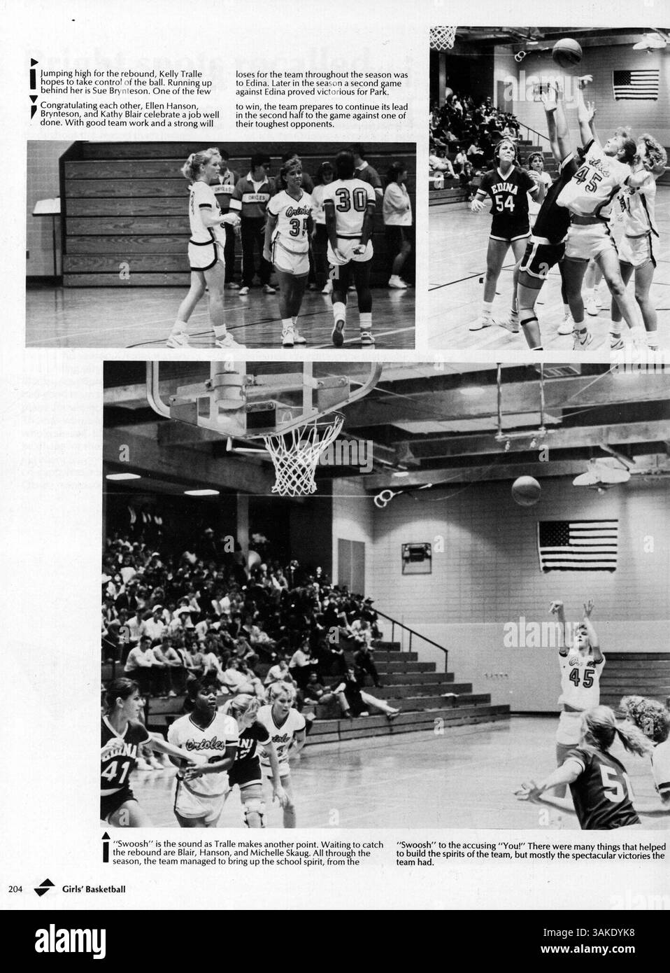 Das Jahrbuch „Echowan: Doin“ IT Park Style“ von 1987 beleuchtet das akademische und außerschulische Leben an der St. Louis Park High School, einschließlich Schüleraktivitäten, Leichtathletik und Schulveranstaltungen. Stockfoto