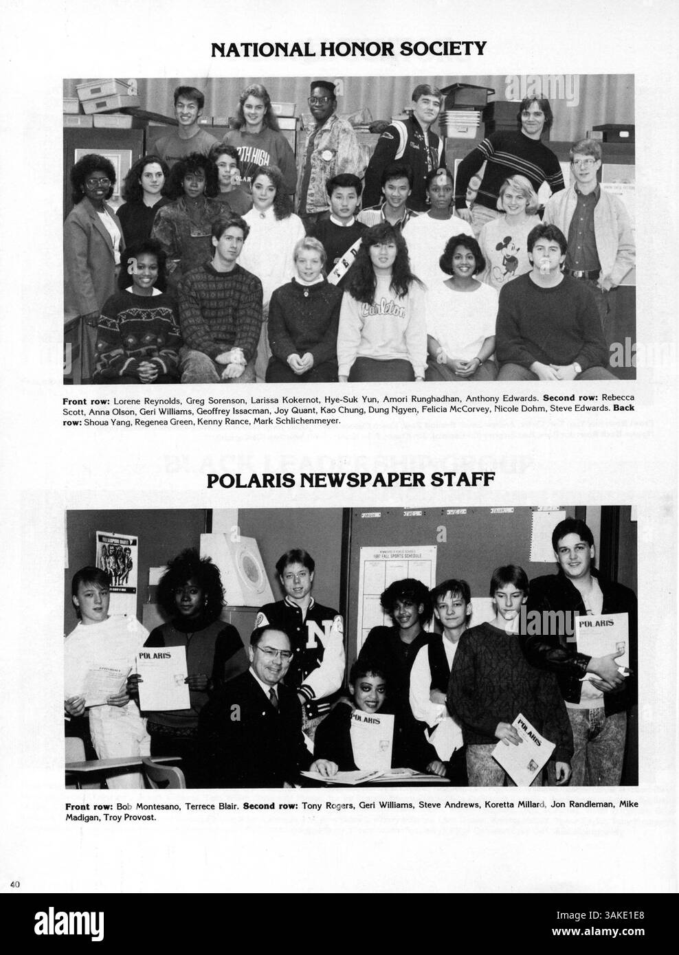 Das Polaris Jahrbuch 1988 der North High School zeigt Schülerporträts, Clubaktivitäten, Leichtathletik und bemerkenswerte Ereignisse, die während des Schuljahres 1987-1988 stattfanden. Stockfoto