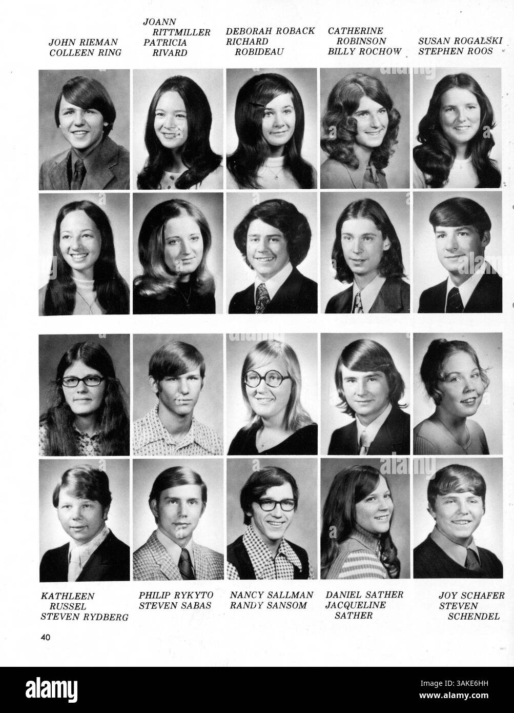 Das Jahrbuch 1973 der Patrick Henry High dokumentiert die wichtigsten Momente des Schuljahres 1975-1976 und zeigt Schüler, Dozenten, Sport und Schulaktivitäten. Stockfoto