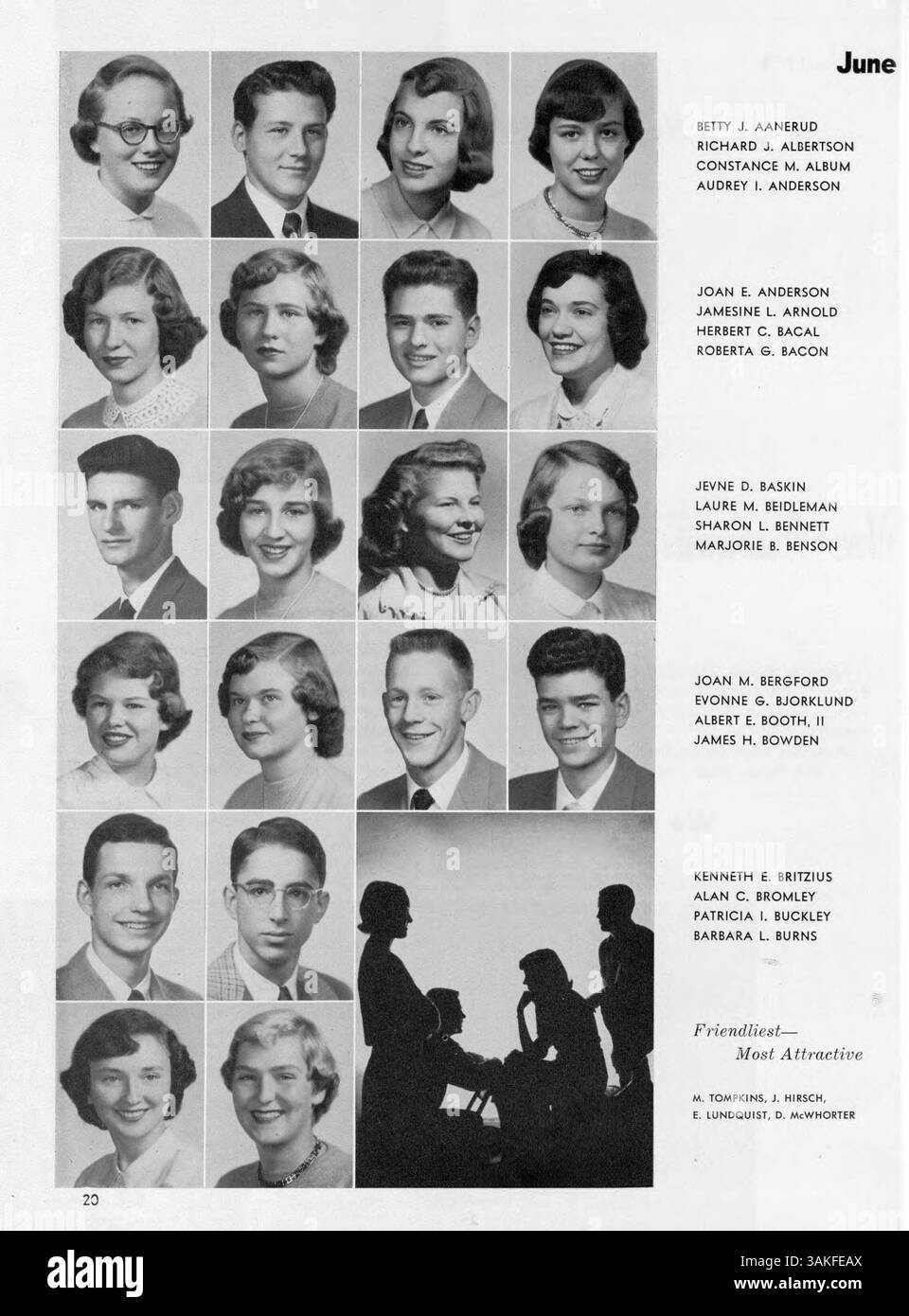 Das „Hesperian“ Jahrbuch 1951 fasst die wichtigsten Momente des Schuljahres 1950-1951 an der West High zusammen und hebt Schüler, Dozenten, Vereine und Sportveranstaltungen hervor. Darstellung der akademischen und sozialen Aspekte des Schullebens. Stockfoto