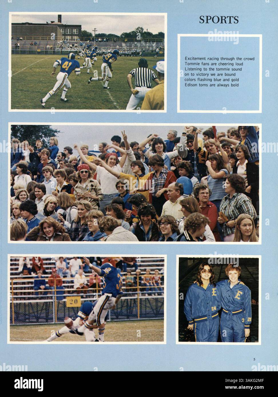 Dieses Jahrbuch erfasst die Schüler, Lehrkräfte, Leichtathletik und Veranstaltungen des Schuljahres 1978-1979 an der Edison High School. Stockfoto
