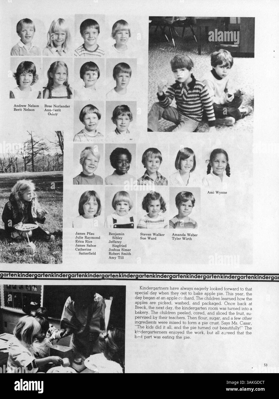 Das Jahrbuch „Breck Mustang“ 1981 dokumentiert die Erfolge und Ereignisse des Schuljahres 1980-1981 der Breck High School und hebt Schüler, Dozenten, Leichtathletik und Vereine hervor. Stockfoto