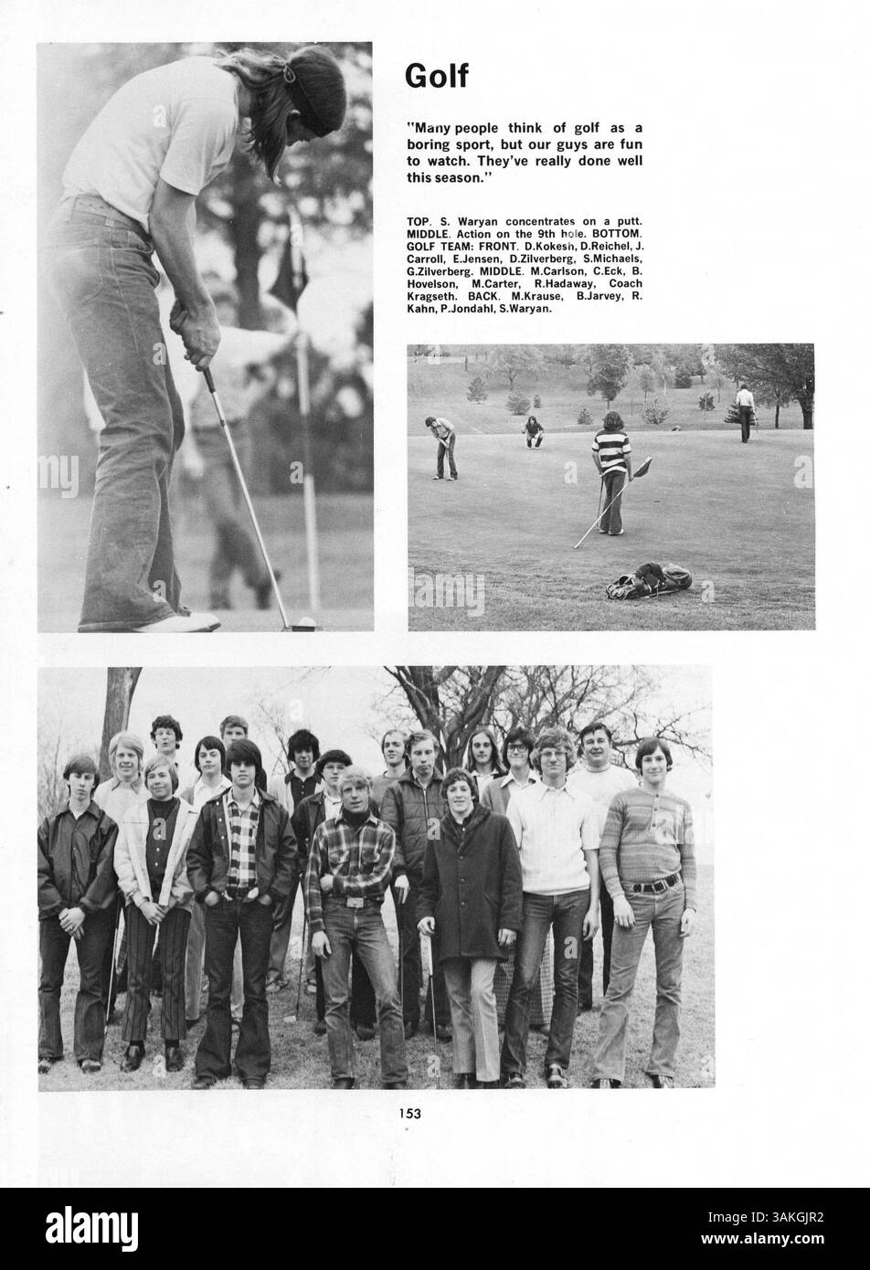 Dieses Jahrbuch der Lindbergh High School, „Contrails „73“, fängt das Wesen des Schülerlebens ein und zeigt verschiedene Vereine, Sportmannschaften und wichtige Momente aus dem Schuljahr 1972-1973. Stockfoto