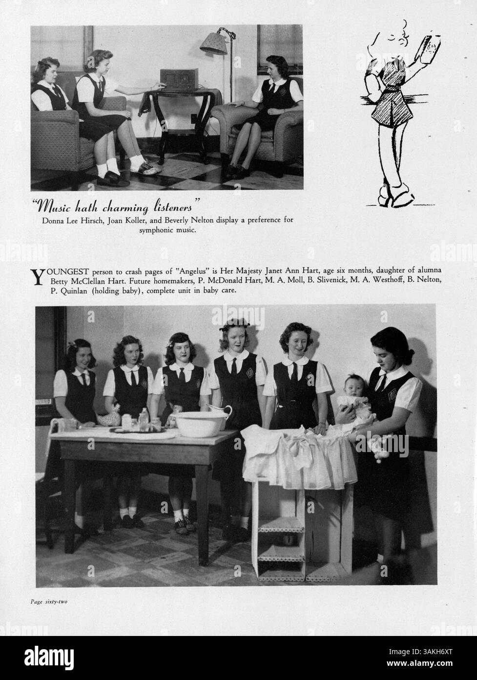 Das Angelus Yearbook 1945 der Academy of Holy Angels erfasst das Leben der Schüler, die Leichtathletik, die Vereine und wichtige Ereignisse aus dem Schuljahr 1944-1945. Stockfoto