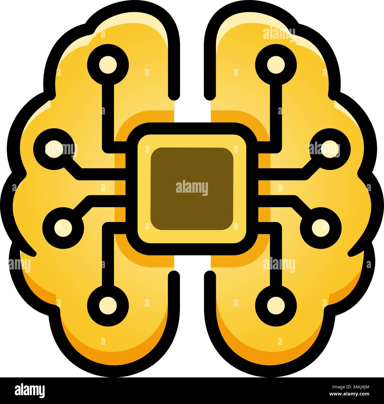 Icon Künstliche Intelligenz Microchip mit Brain Logo-Konzept Stock Vektor