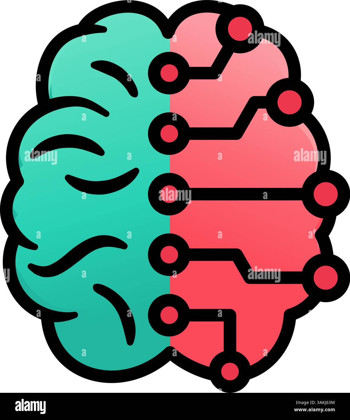 Symbol für künstliche Gehirnmikrochips. Brainstorming-Konzeptillustration für Wissenschaft, Entwicklung, Forschungsthemen Logo-Konzept. Stock Vektor