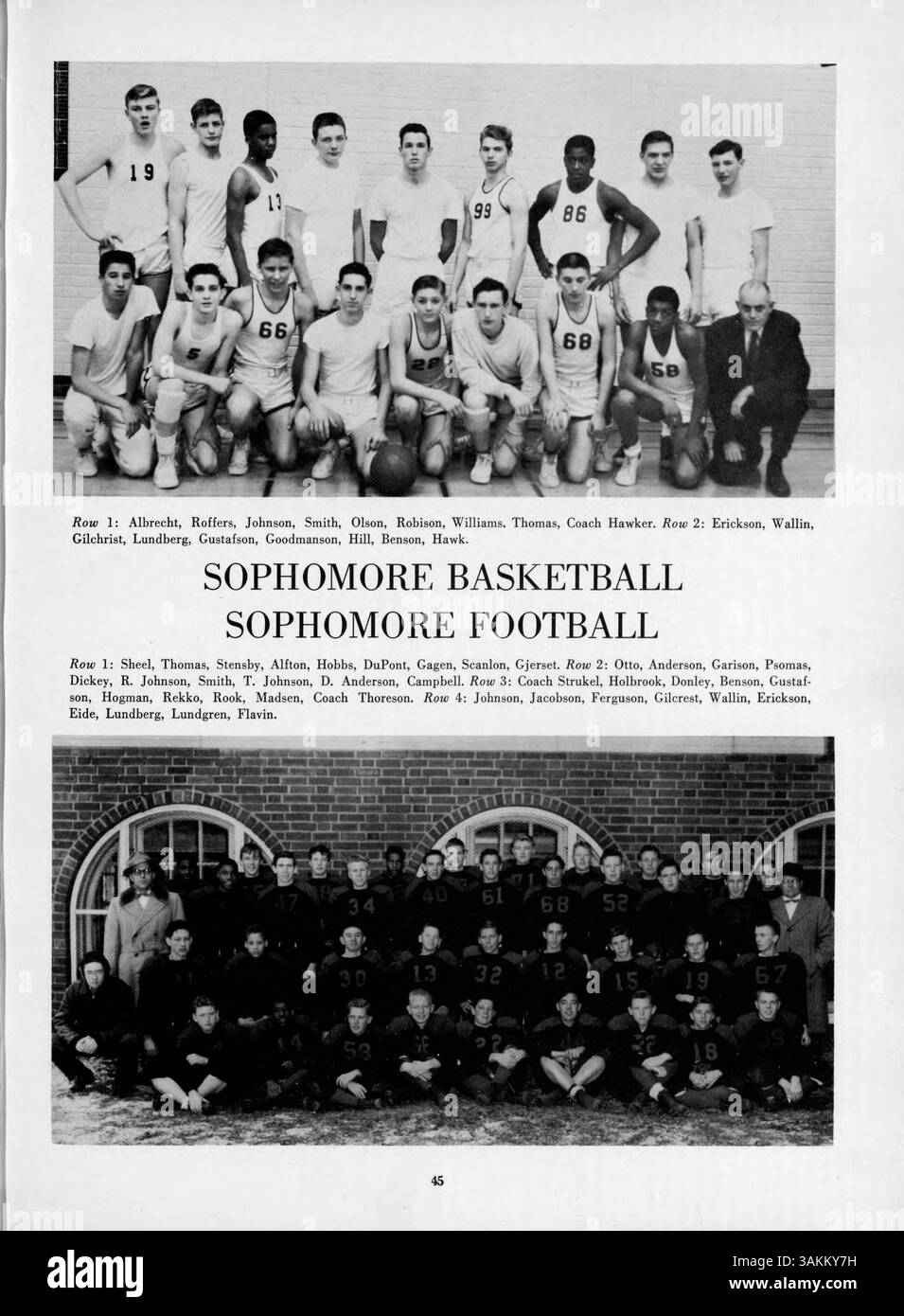 Das Central High Yearbook 1955 (Centralian) zeigt die Studenten, Lehrer, Leichtathletik, Vereine und Veranstaltungen des akademischen Jahres, er dokumentiert auch die Geschichte der afroamerikanischen Welt und die Erfahrungen der Farbenstudenten während dieser Zeit. Stockfoto