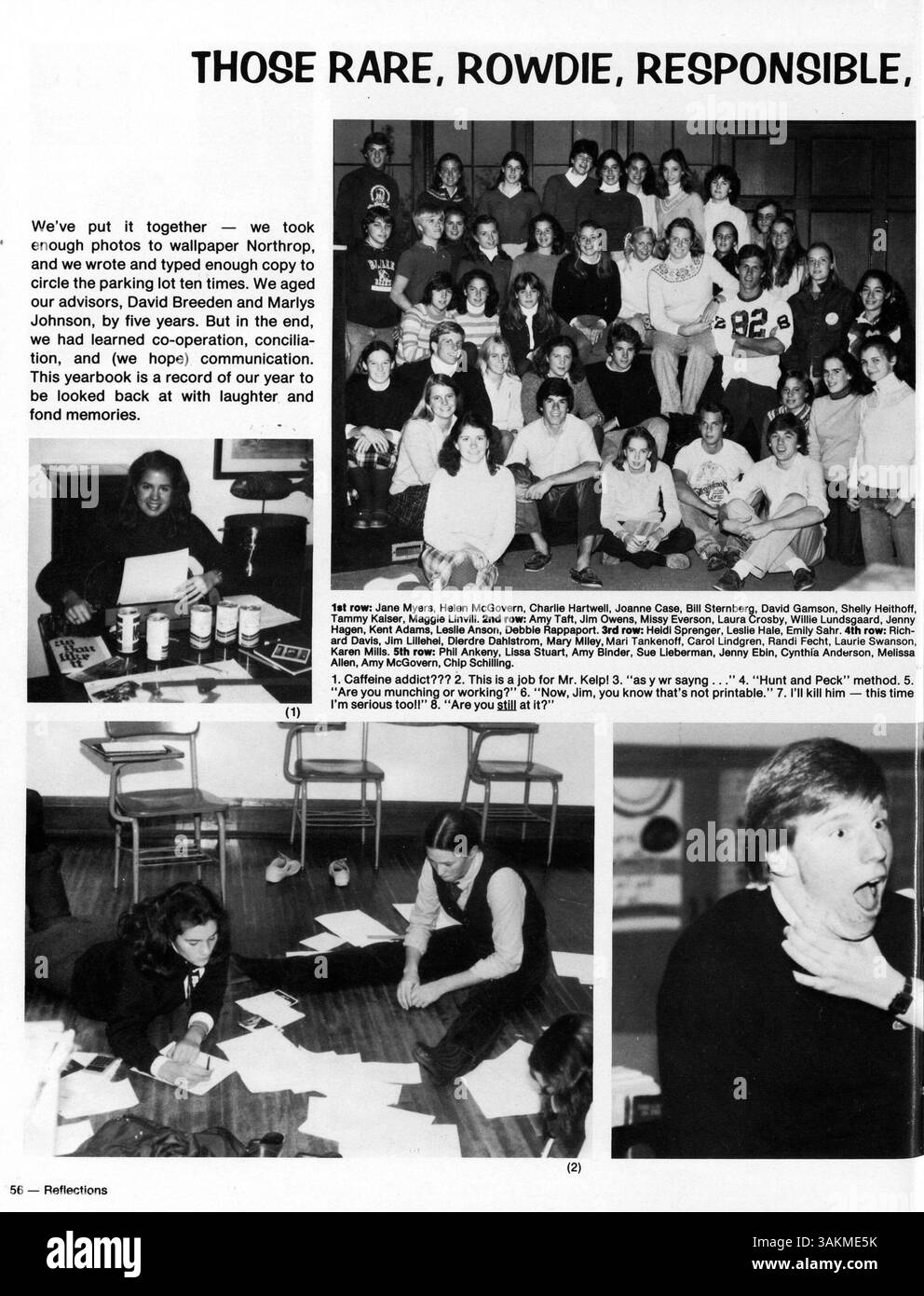 Das Jahrbuch der Blake High School 1981 „Reflections“ erfasst die akademischen, sportlichen und sozialen Höhepunkte des Schuljahres 1980-1981 und dokumentiert die Leistungen von Schülern, Lehrern und außerschulischen Einrichtungen. Stockfoto