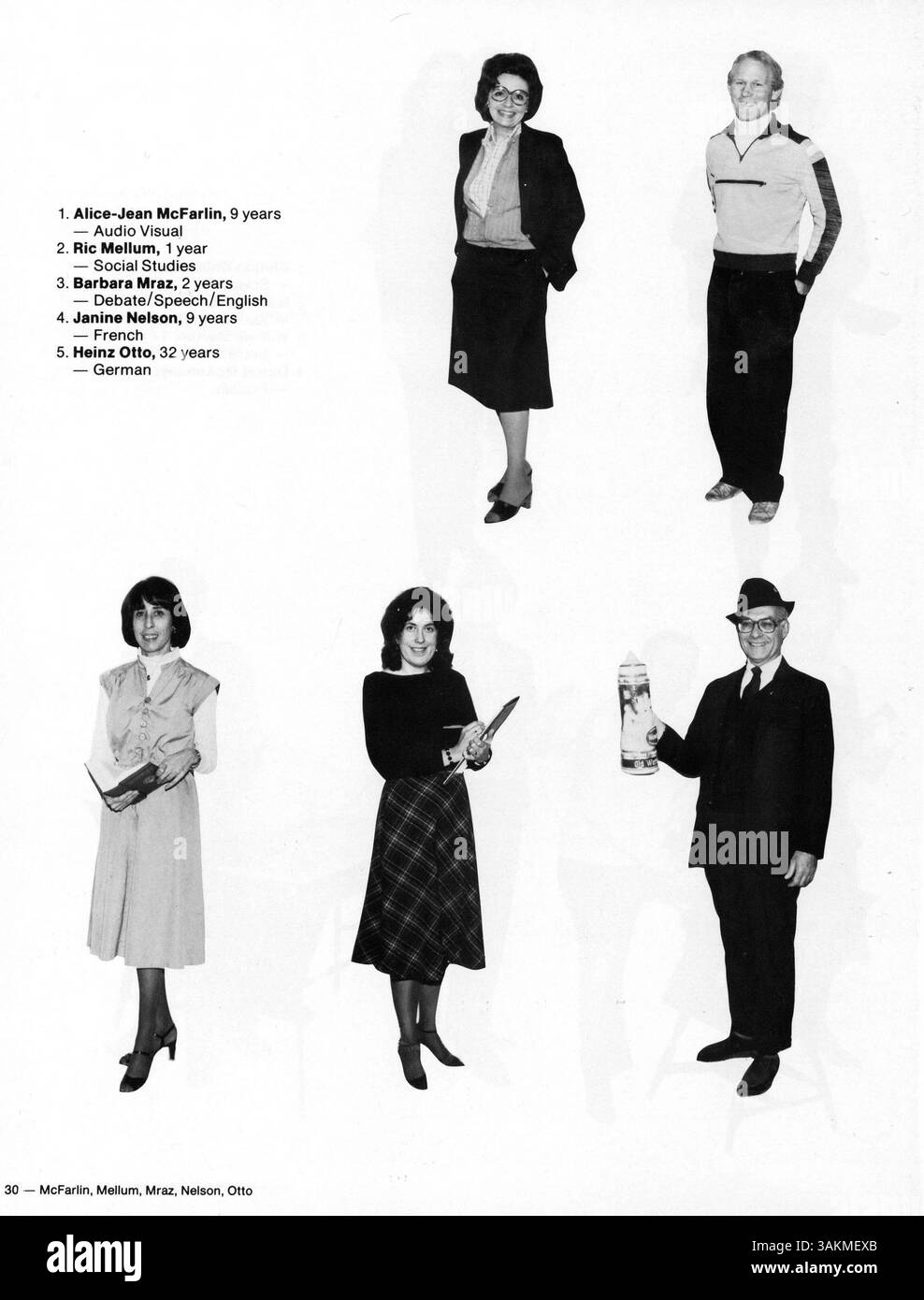 Dieses Jahr dokumentiert die Schüler, Lehrer, Vereine, Leichtathletik und andere Veranstaltungen des Schuljahres 1980-1981. Stockfoto