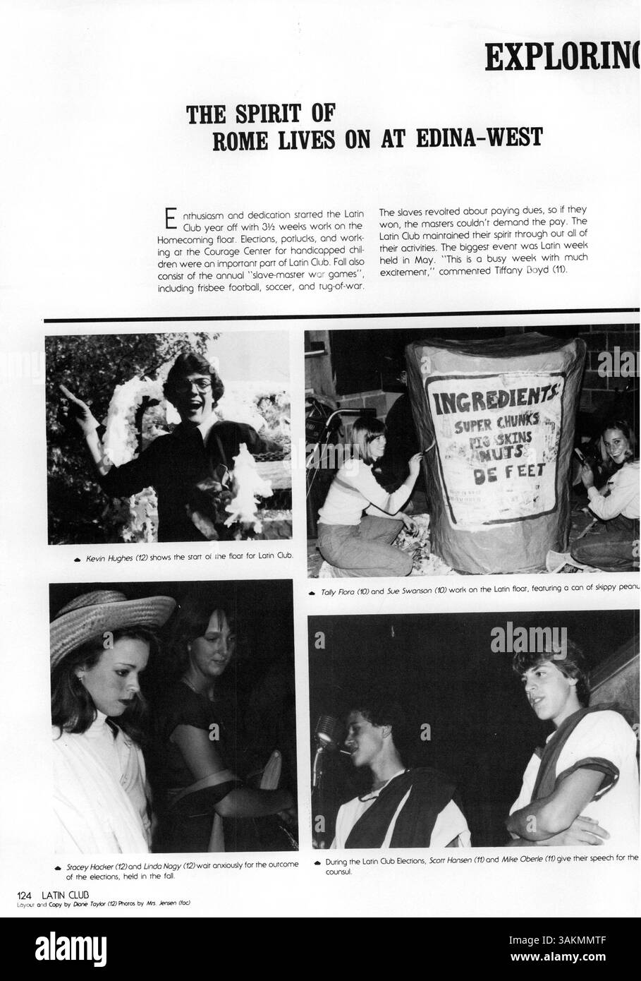 Diese Ausgabe 1981 des Windigo Jahrbuchs der Edina West High School bietet eine visuelle Aufzeichnung des Schülerlebens, der Beteiligung der Lehrkräfte, der Leichtathletik, der Schulclubs und der Ereignisse aus dem Schuljahr 1980-1981. Stockfoto