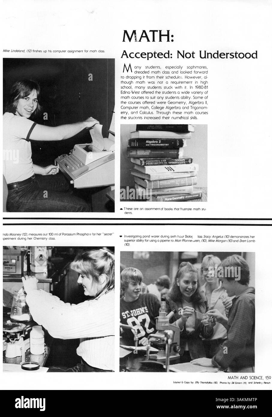 Das Windigo Jahrbuch der Edina West High aus dem Jahr 1981 enthält Fotografien von Schülern, Sportteams, Lehrkräften und außerschulischen Clubs, die wichtige Momente aus dem Schuljahr 1980-1981 hervorheben. Stockfoto