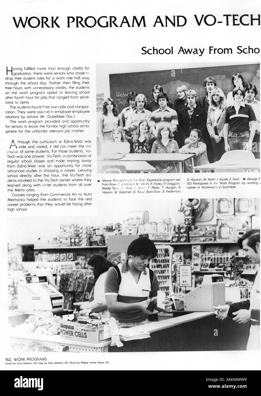 Das Windigo Jahrbuch 1981 der Edina West High School zeigt Schülerporträts, Sportteams, Lehrkörper und Schulclubs und dokumentiert die Ereignisse des akademischen Jahres 1980-1981. Stockfoto