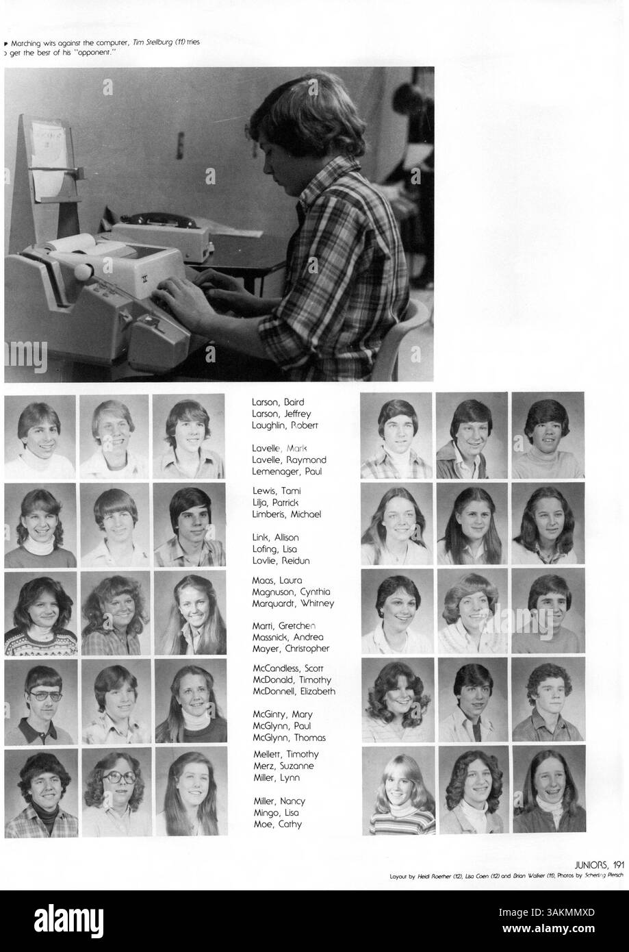 Das Jahrbuch Windigo '81 von der Edina West High School bietet eine visuelle Aufzeichnung des Schuljahres 1980-1981, in dem Schüler, Leichtathletik, Clubs, Dozenten, und wichtige Schulveranstaltungen. Stockfoto