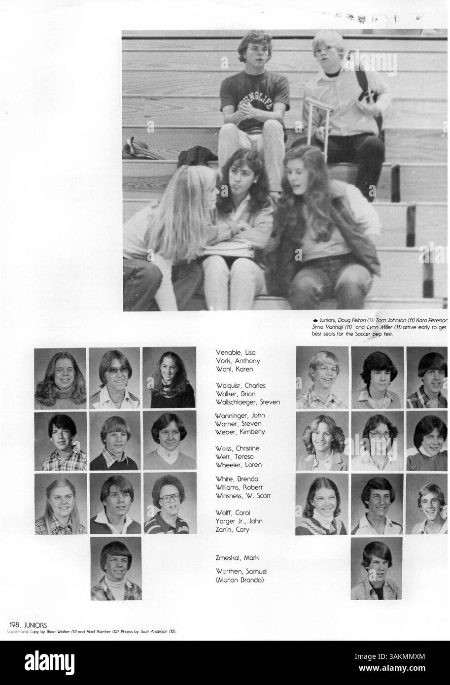 Dieses Jahrbuch der Edina West High School bietet einen umfassenden Einblick in das Schuljahr 1980-1981, mit Abschnitten, die sich auf Leichtathletik, Clubs, Studenten und Dozenten konzentrieren. Stockfoto